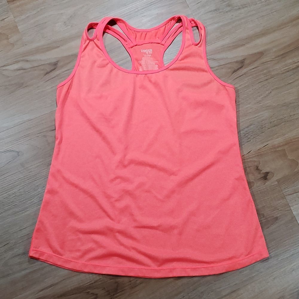 🔺️Danskin Neon Heathered Coral Semi-Fitted Sleeveless Athletic Tanktop Large